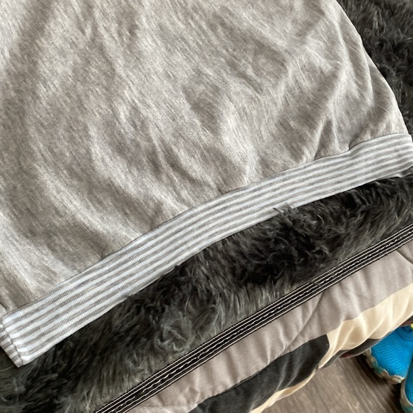 Old school light Gray and pale blue Striped winter theme crewneck Sweater - Picture 14 of 17